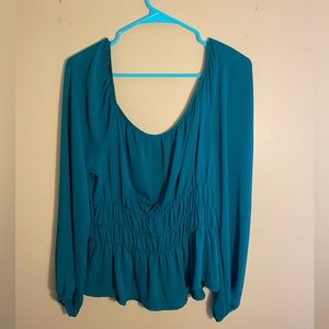 Francesca’s Teal Milkmaid Top XL